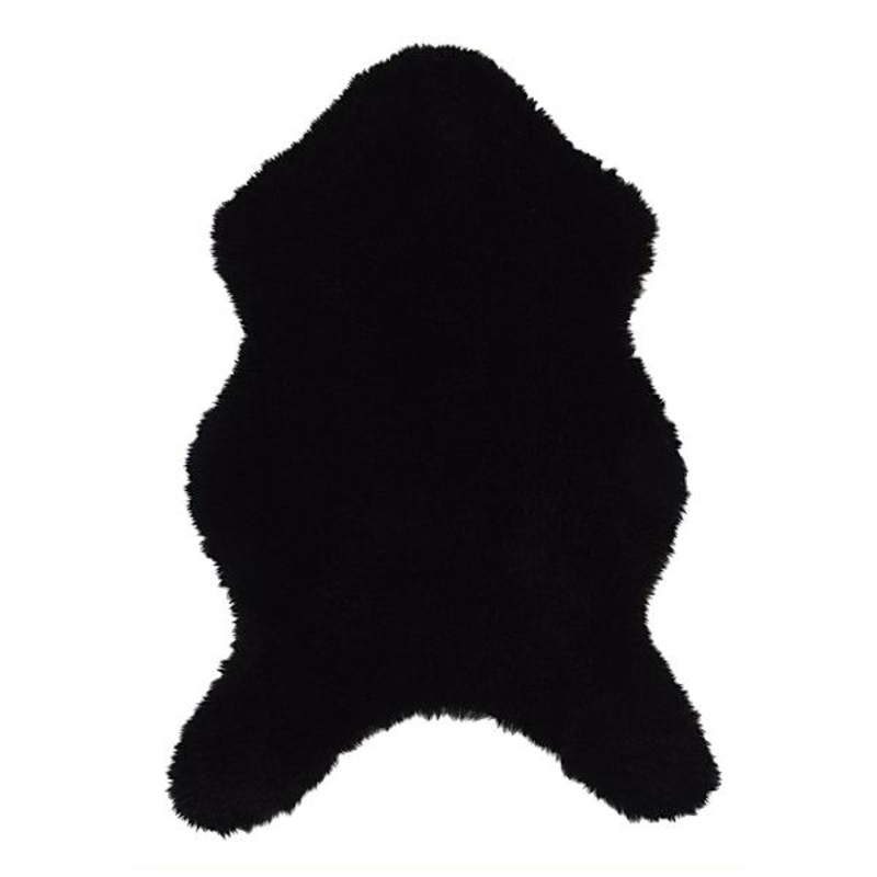 (C207) Found & Fable Black Curly Faux Fur Accent Rug, 3×5