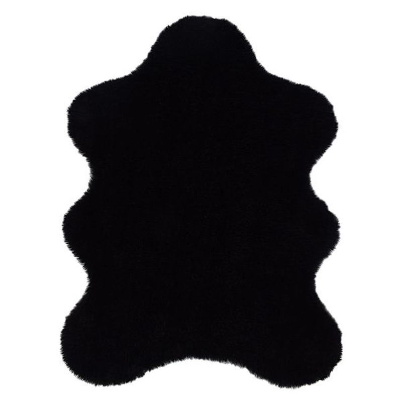 (C207) Found & Fable Black Curly Faux Fur Area Rug, 5×7