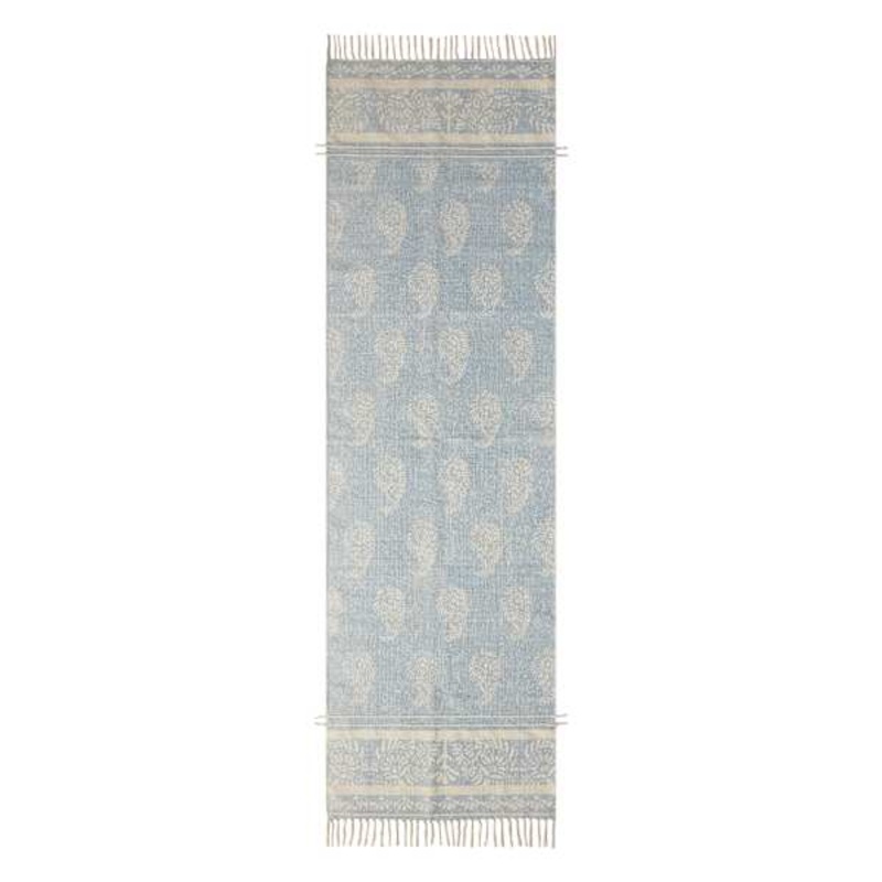 (D555) Lodi Blue & Ivory Paisley Runner, 2×7