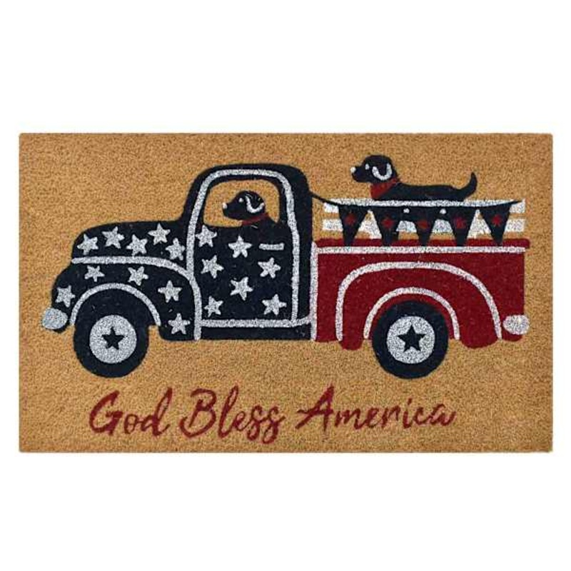 God Bless America Truck & Dogs Coir Mat, 18×30