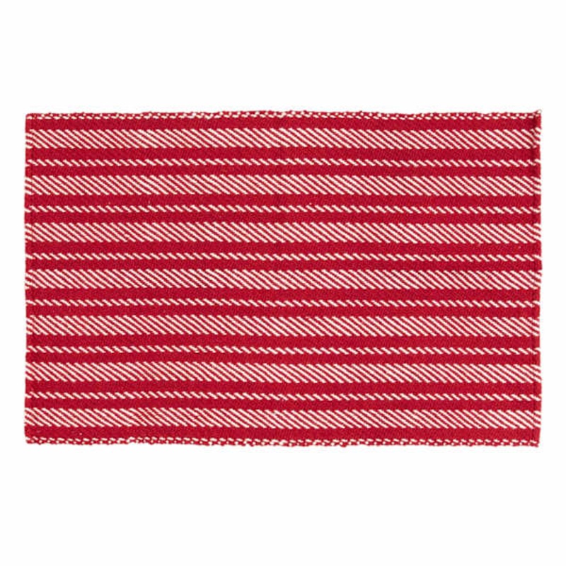 Homespun Patriotic Red Twill Woven Pet Layering Rug, 24×36