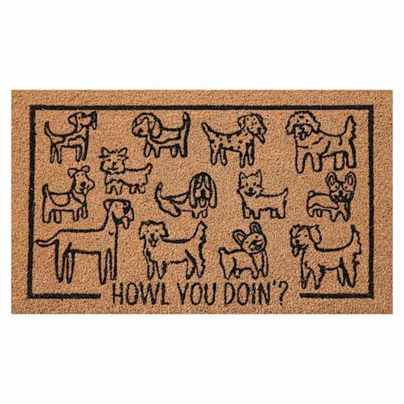 Howl You Doin Dogs Coir Mat, 18×30