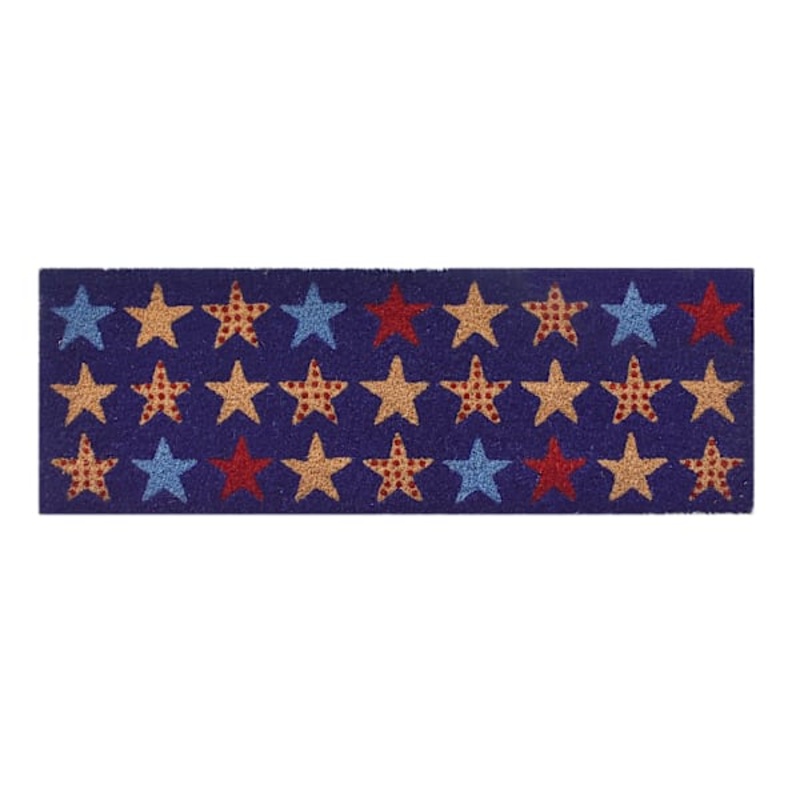 Patriotic Blue Americana Stars Coir Mat, 10×30