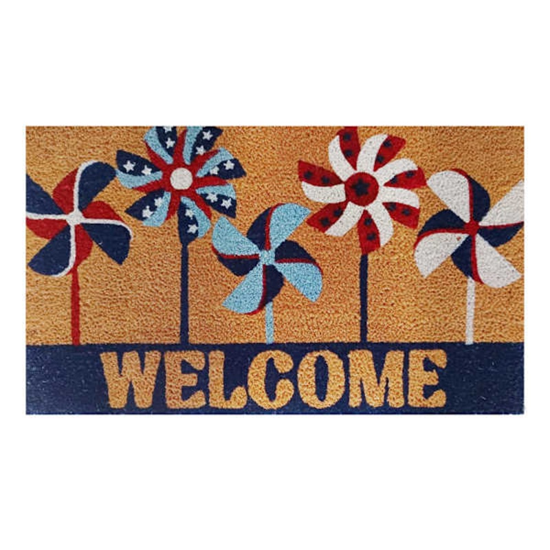 Patriotic Welcome Whirligigs Coir Mat, 18×30