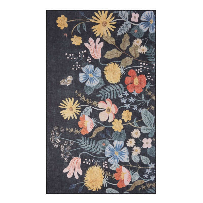 Rifle Paper Co. Black Atelier Strawberry Fields Area Rug