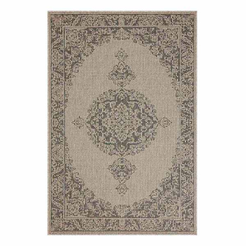 Selwyn Faux Jute & Blue Medallion Area Rug, 6.3×9.2