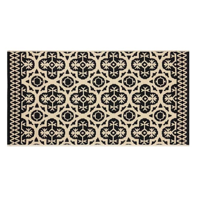 Tia Black Utility Outdoor Accent Rug, 27×45