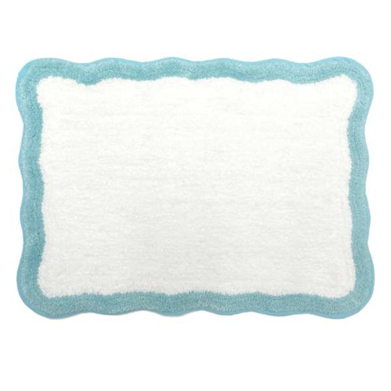 Tiny Dreamers Aqua Scalloped Border Bath Rug, 17×24