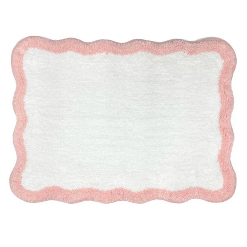 Tiny Dreamers Pink Scalloped Border Bath Rug, 17×24