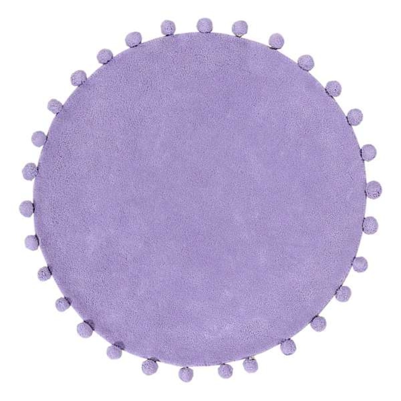 Tiny Dreamers Purple Round Pom-Pom Accent Rug, 3′