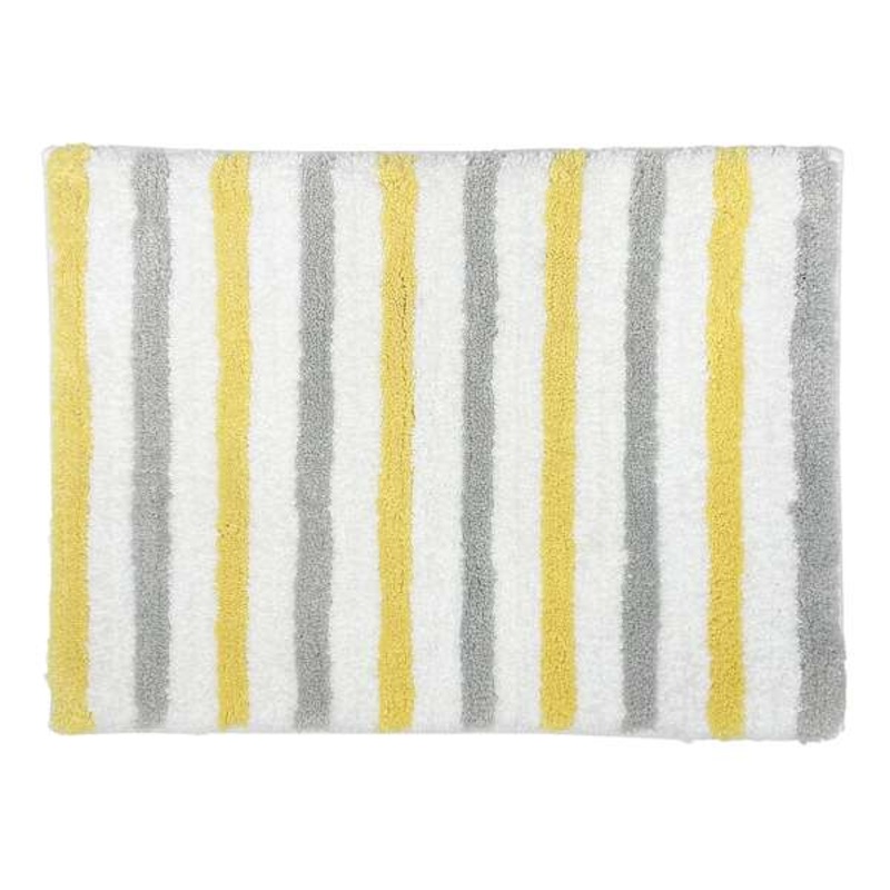 Tiny Dreamers Yellow & Grey Striped Bath Rug, 17×24