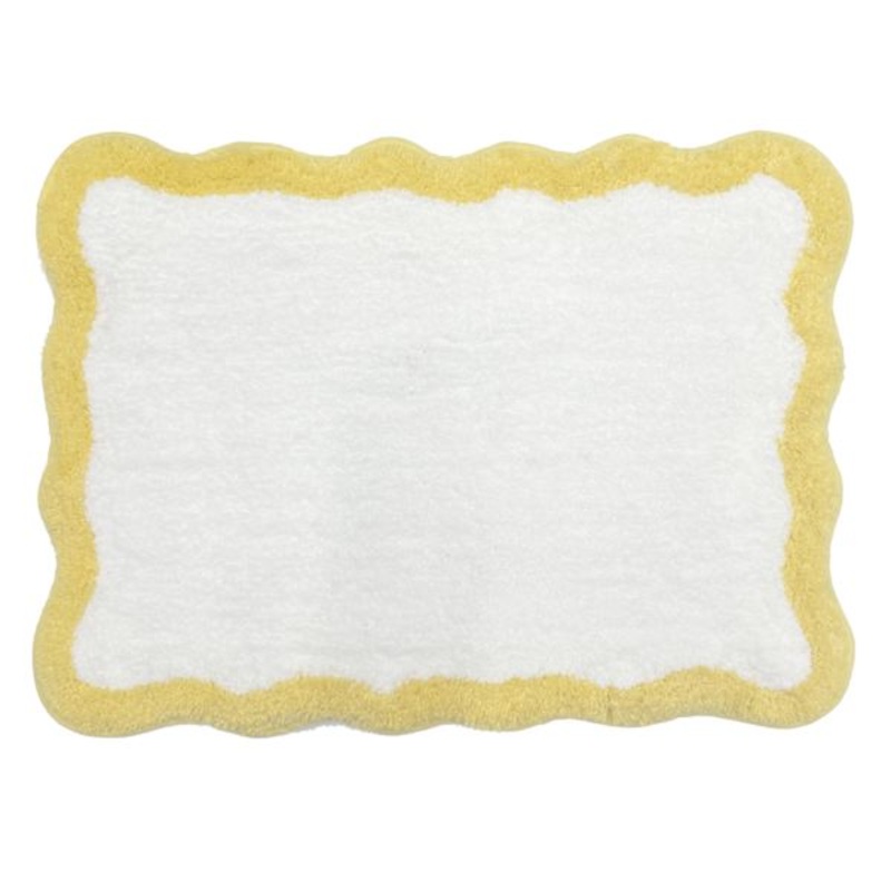 Tiny Dreamers Yellow Scalloped Border Bath Rug, 17×24