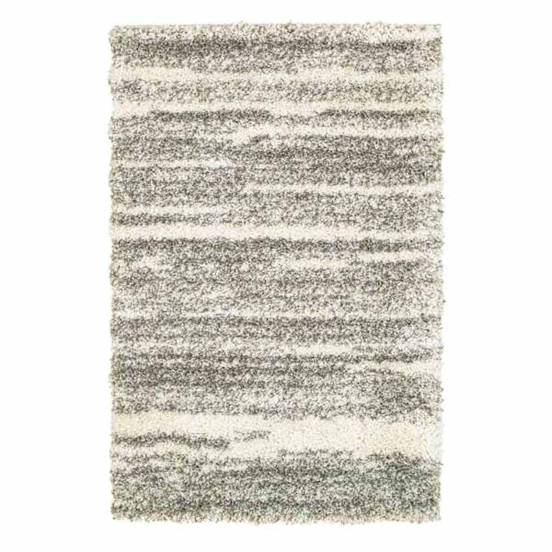 (A345) Lizzy Grey & Ivory Shag Accent Rug, 3×5