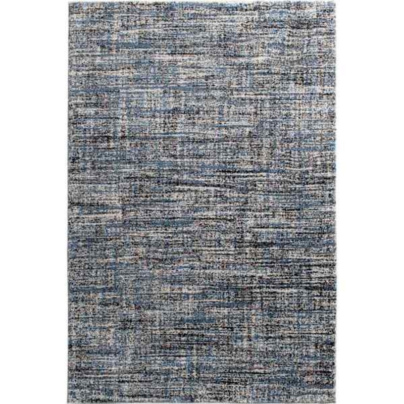 (A410) Strato Hatchure Blue Woven Shag Area Rug, 7.8×9.8