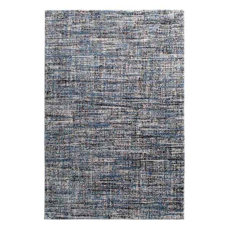 (A410) Strato Hatchure Blue Woven Shag Runner, 2×6