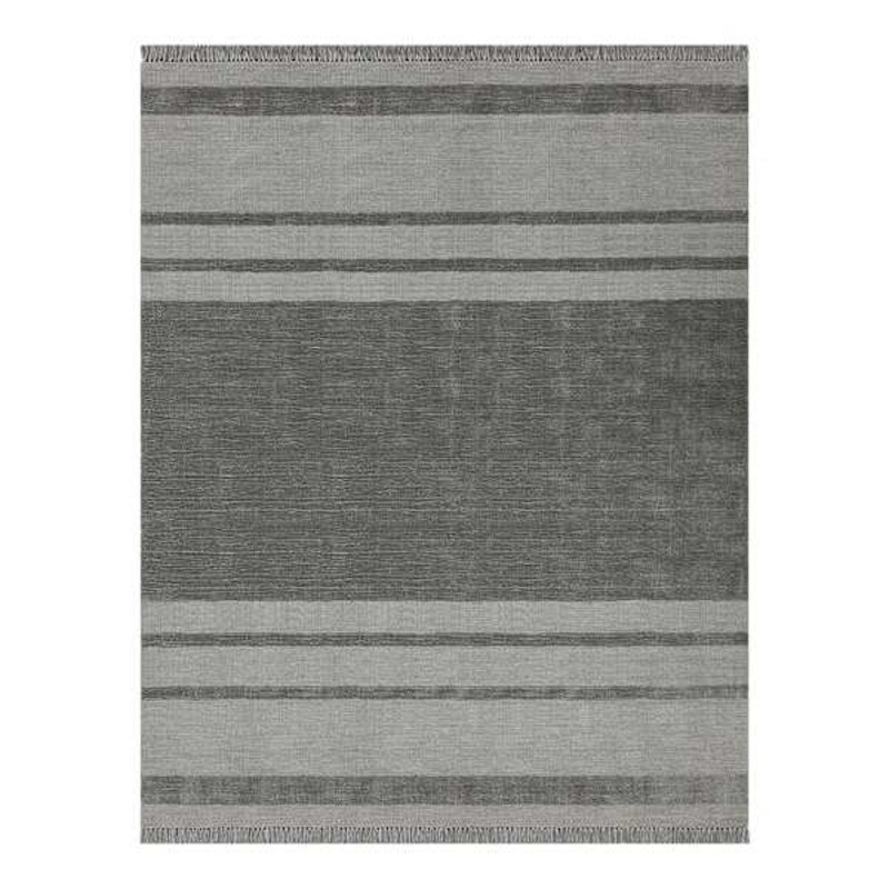 (A483) Albion Grey Striped Woven Area Rug, 8×10