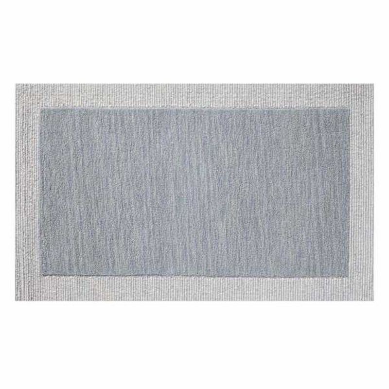 (A529) Linwood Blue Tufted Area Rug with Border, 3×5