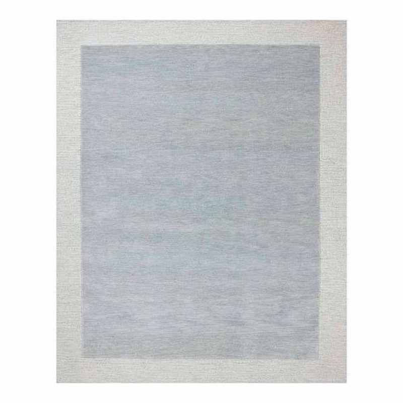 (A529) Linwood Blue Tufted Area Rug with Border, 8×10