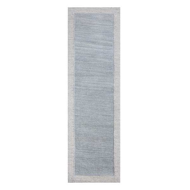 (A529) Linwood Blue Tufted Runner with Border, 2×7