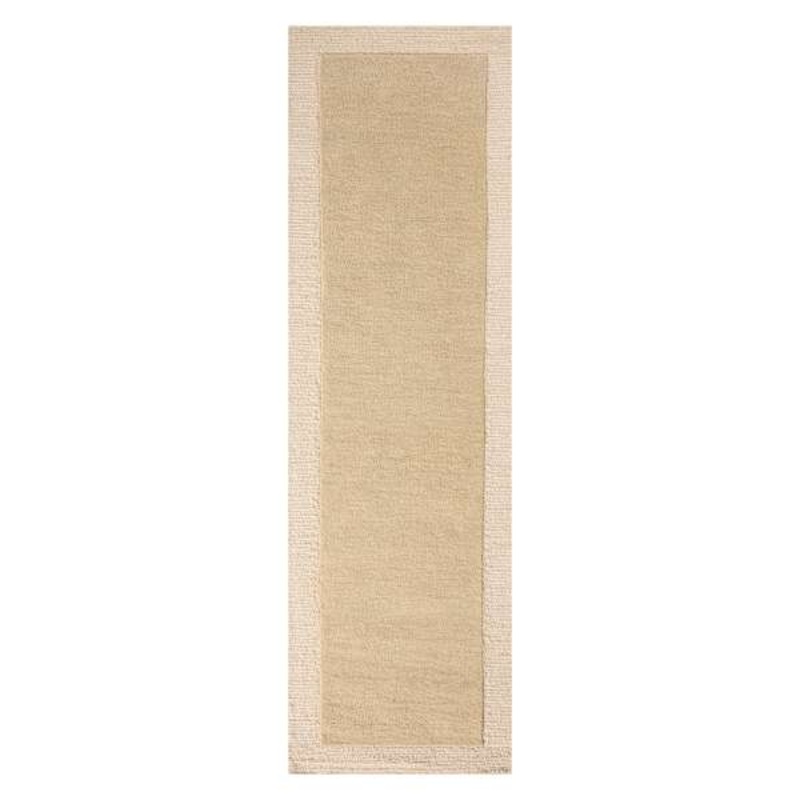 (A530) Linwood Beige Tufted Runner with Border, 2×7