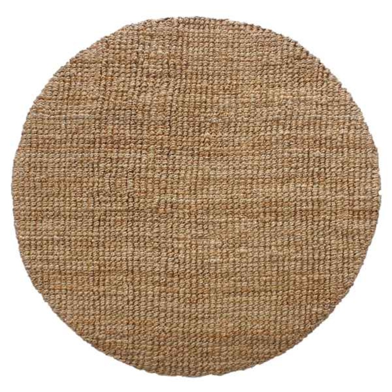 (B181) Honeybloom Boucle Jute Round Area Rug, 6′