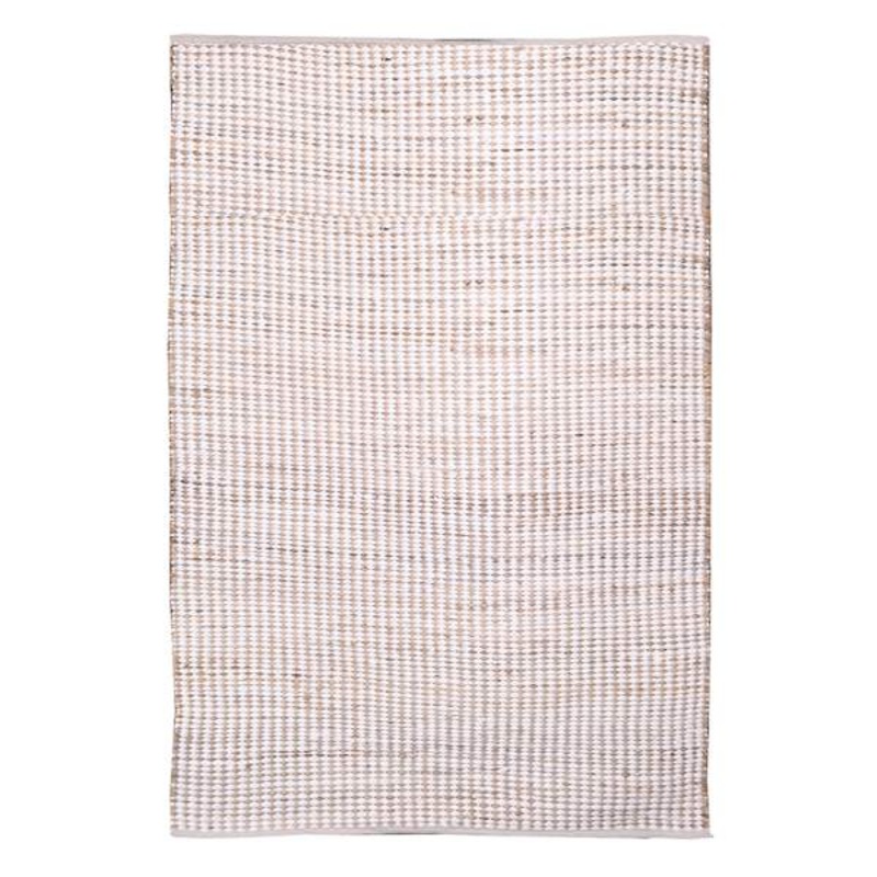 (B678) Ivory Cotton Jute Area Rug, 7×10