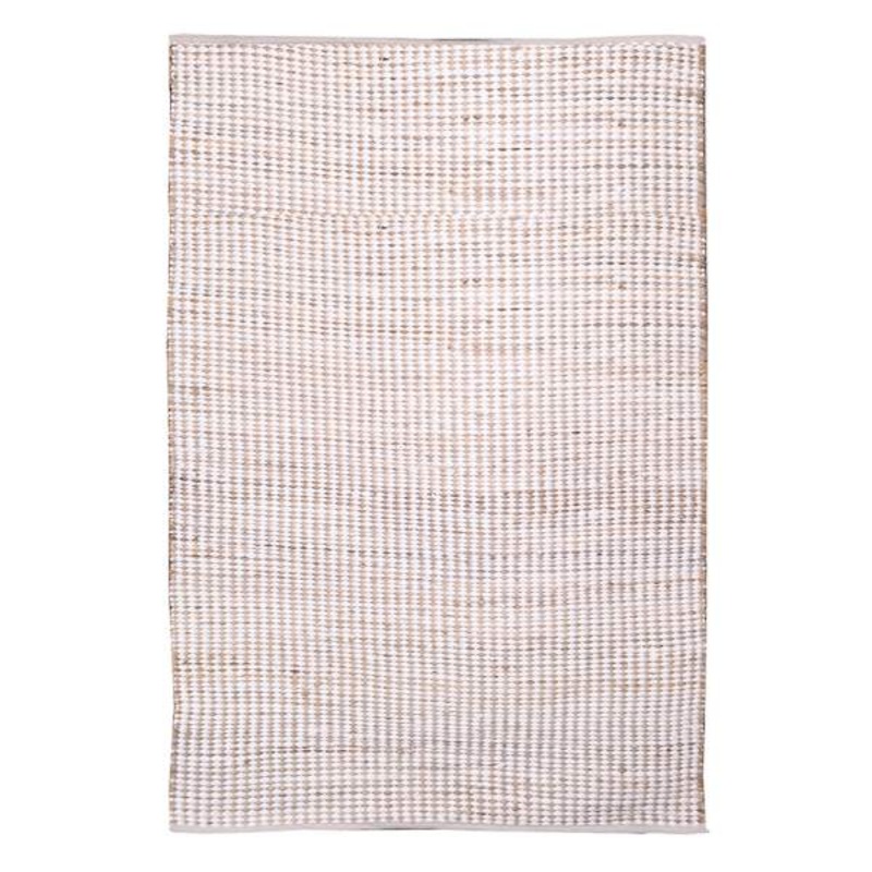 (B678) Jute Ivory Cotton Area Rug, 5×7