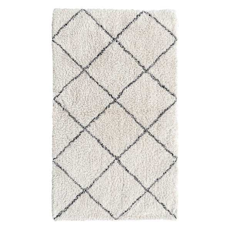 (B775) White Diamond Design Accent Rug, 2×4