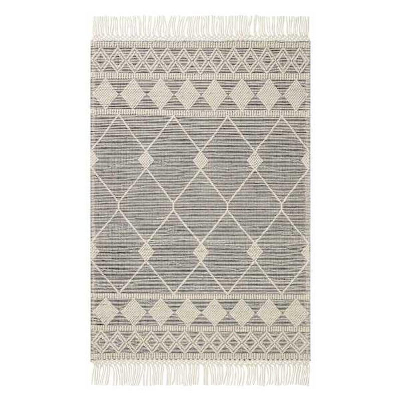 (B777) Reese Black & White Diamond Design Area Rug, 8×10
