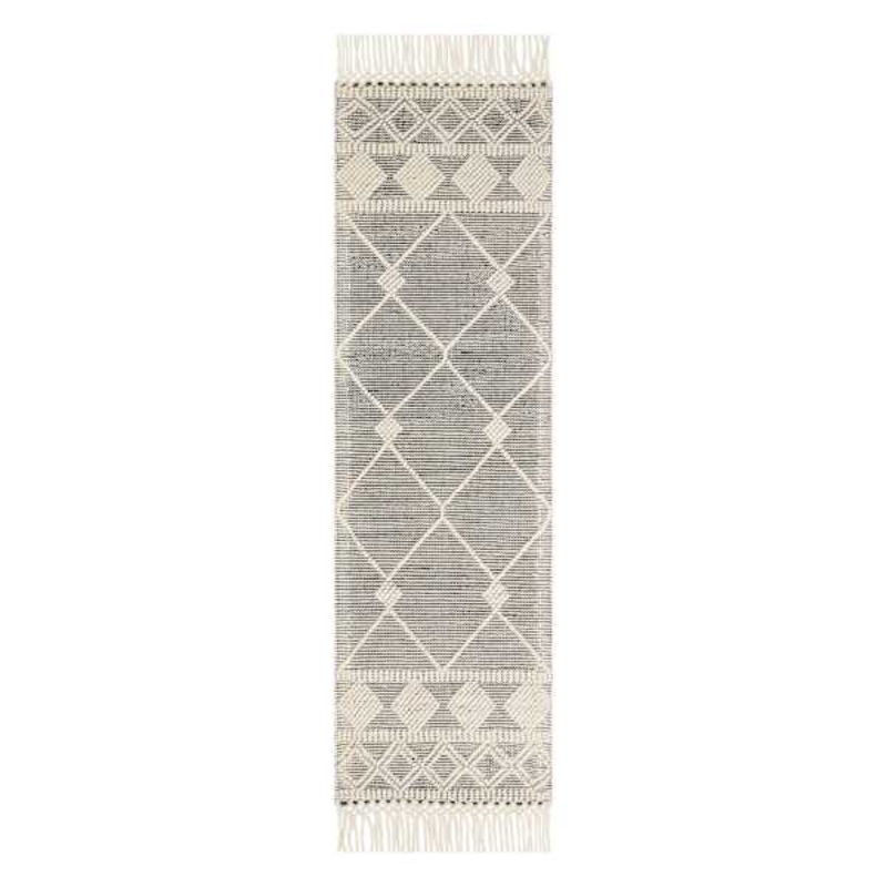 (B777) Reese Black & White Diamond Design Runner, 2×7