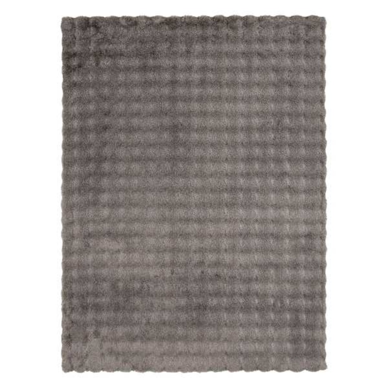 (B890) Crosby St. Grey Two-Tone Bebel Faux Fur Shag Area Rug, 5×7