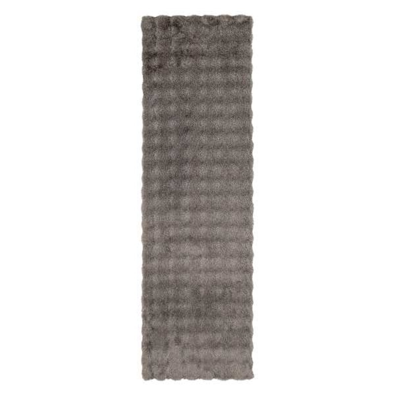 (B890) Crosby St. Grey Two-Tone Bebel Faux Fur Shag Runner, 2×7