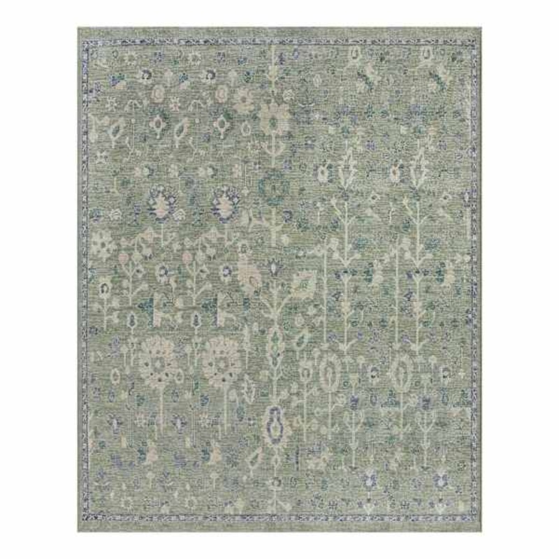(B897) Honeybloom Green Floral Medallion Washable Area Rug, 8×10