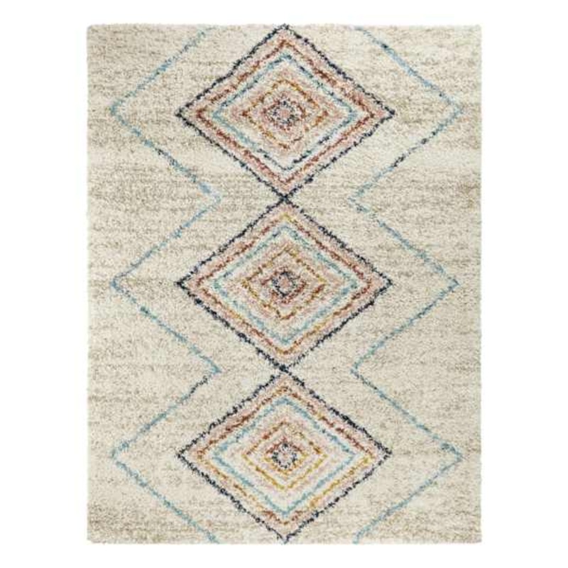 (C121) Found & Fable Sedona Multicolor Diamond Design Shag Area Rug, 8×10