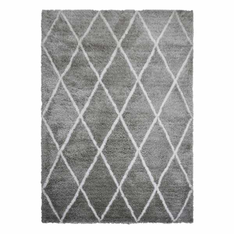 (C131) Grey & White Diamond Tufted Area Rug, 5×7
