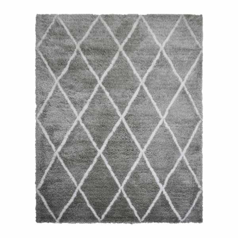 (C131) Grey & White Diamond Tufted Area Rug, 8×10