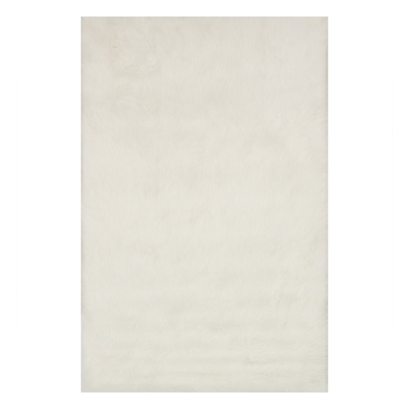 (C150) Vale Ivory Faux Fur Shag Accent Rug, 3×5