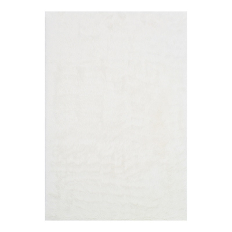 (C150) Vale Ivory Faux Fur Shag Area Rug, 5×7