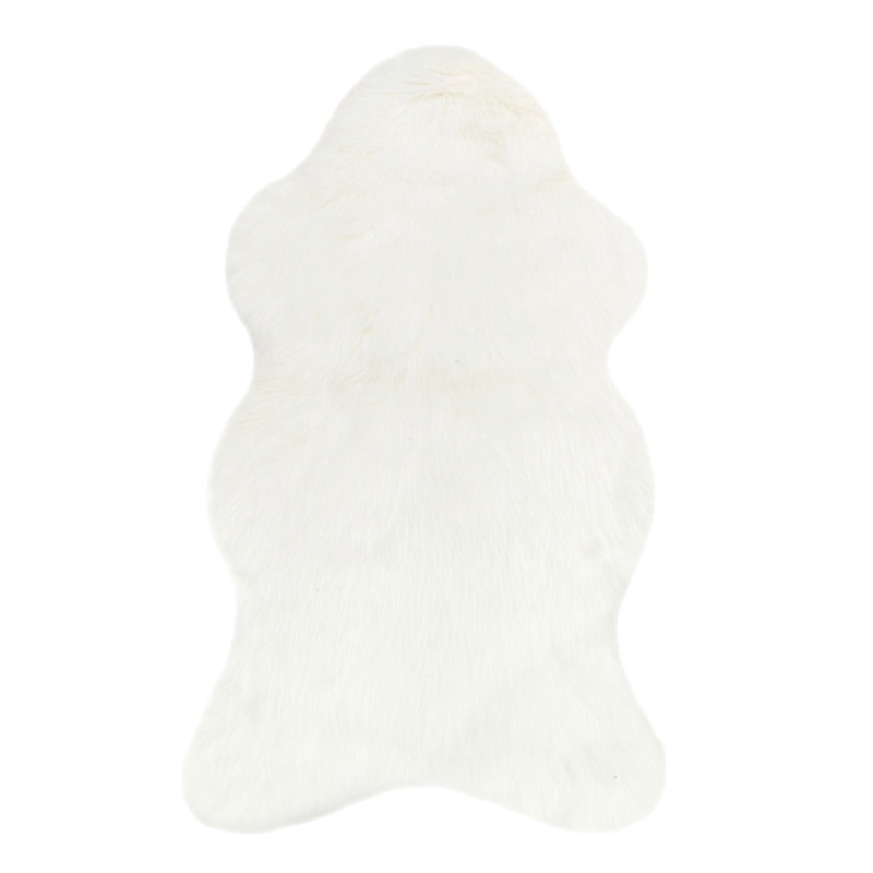 (C151) Grayson Shaped Ivory Faux Fur Shag Area Rug, 3×4