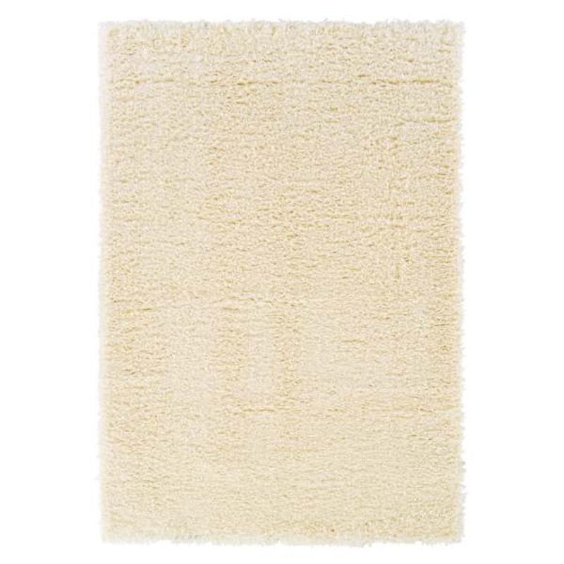 (C152) Solid Ivory Shag Area Rug, 5×7