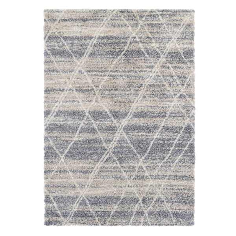 (C157) White & Grey Moroccan Style Shag Area Rug, 5×7