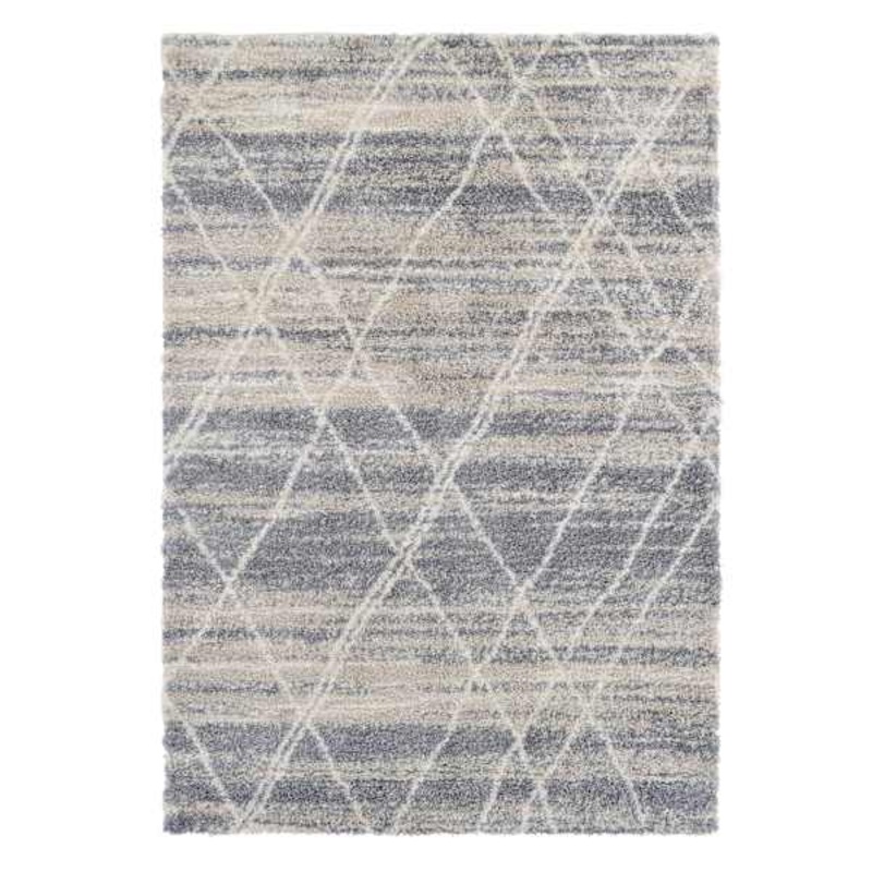 (C157) White & Grey Moroccan Style Shag Area Rug, 8×10