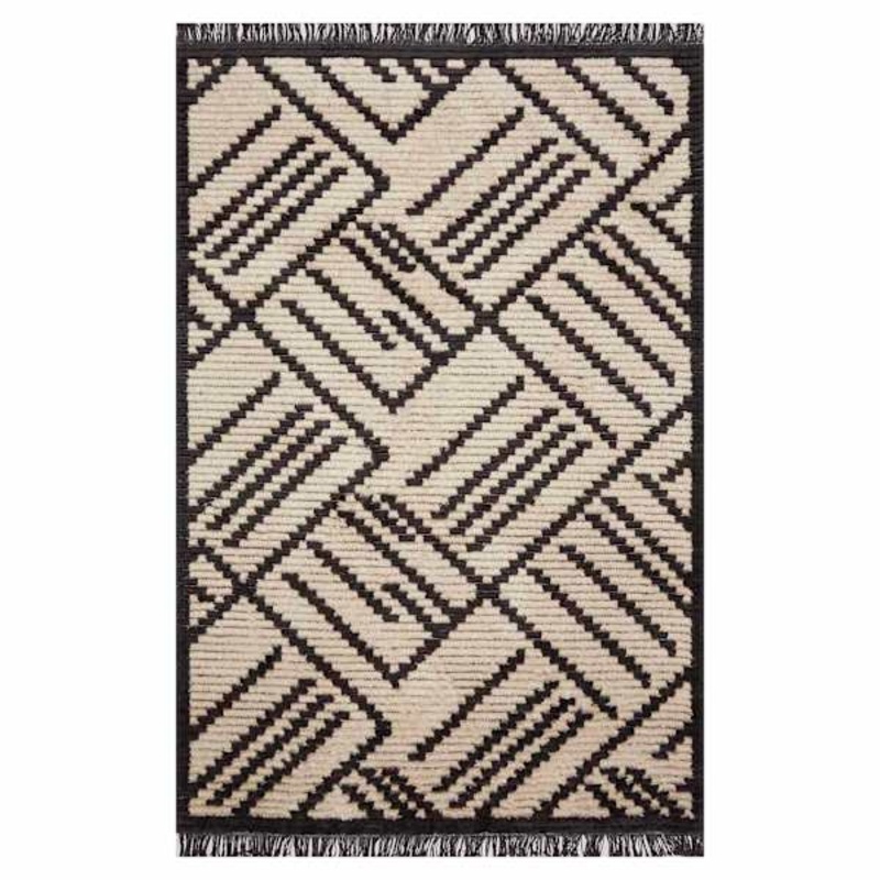 (C161) Tracey Boyd Elizabeth Grey & Beige Fringe Area Rug, 8×10