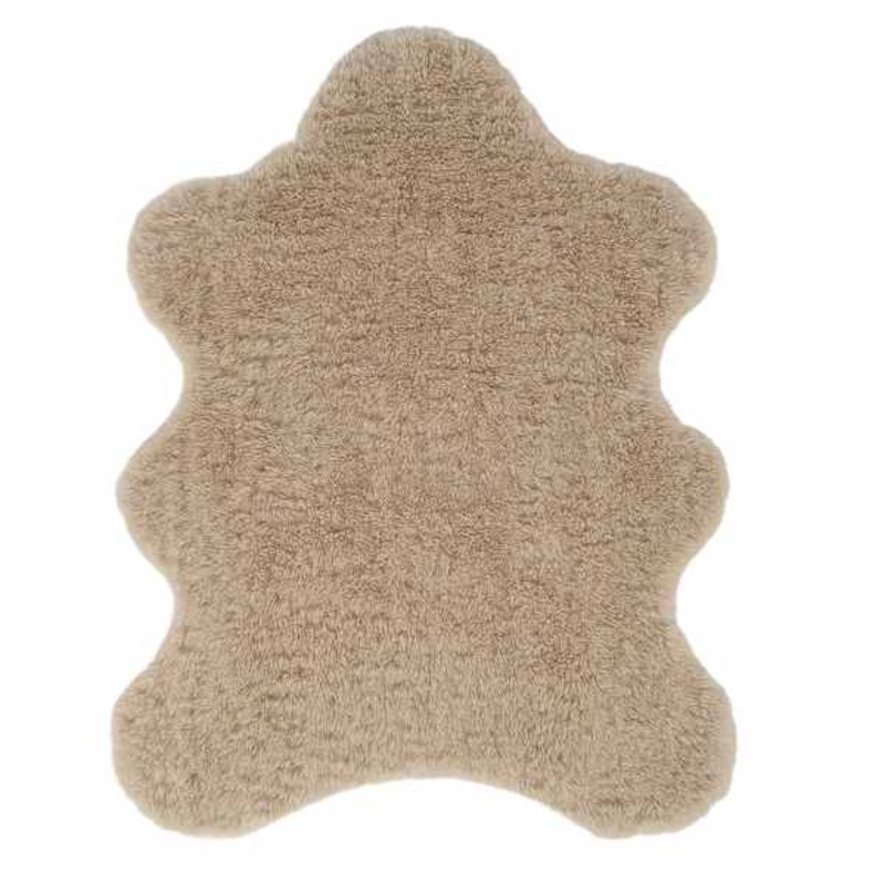 (C206) Found & Fable Neutral Curly Faux Fur Area Rug, 5×7