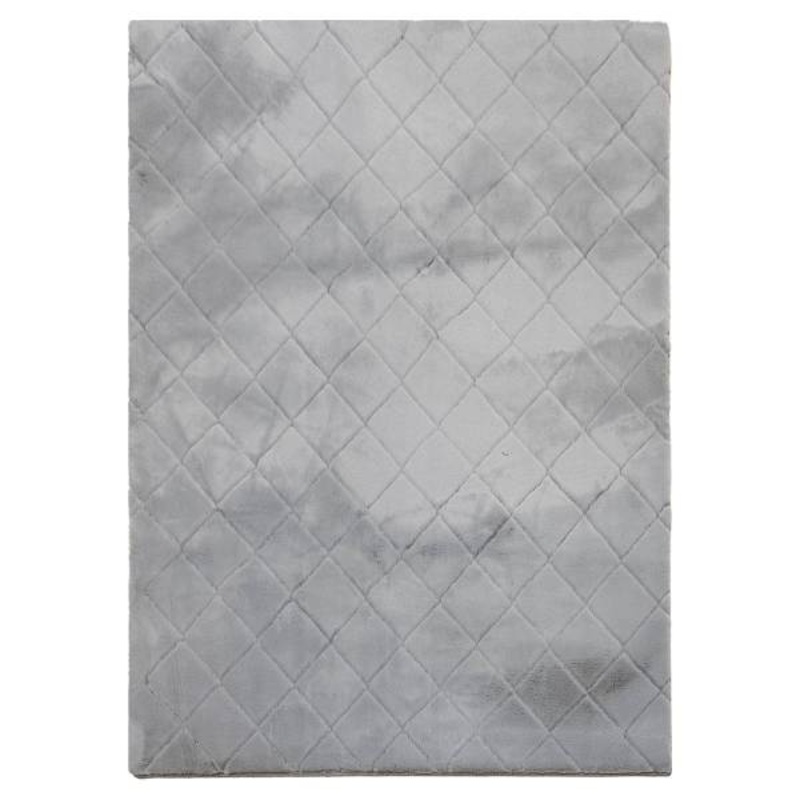 (C209) Grey Faux Rabbit Fur Area Rug, 5×7