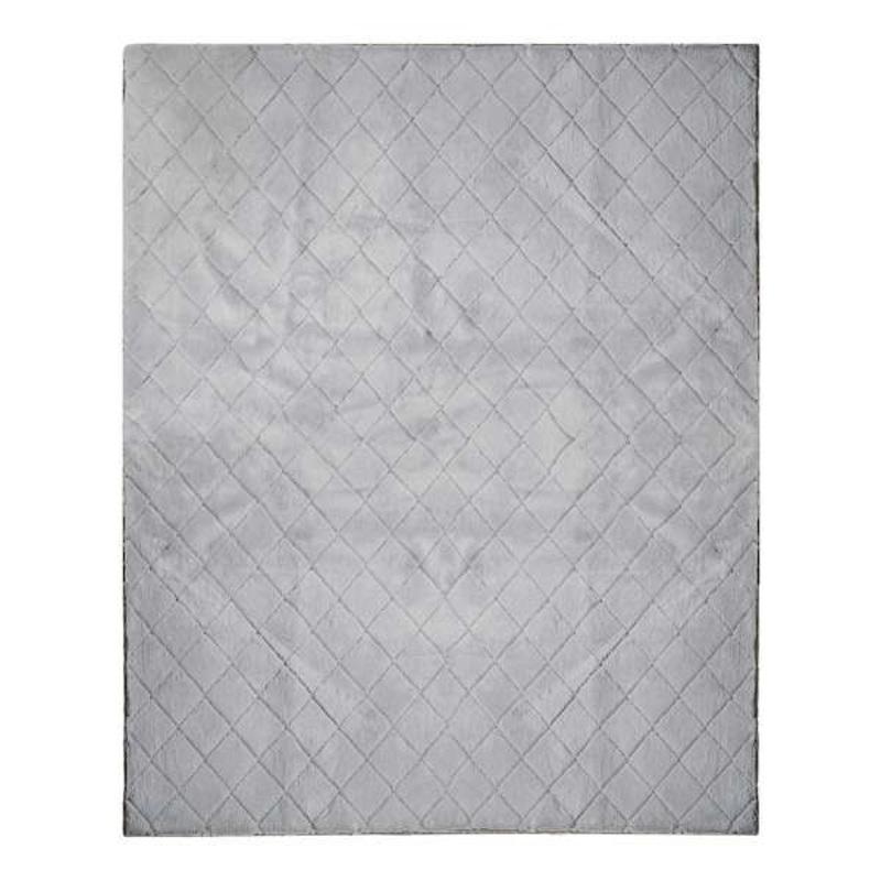 (C209) Grey Faux Rabbit Fur Area Rug, 8×10