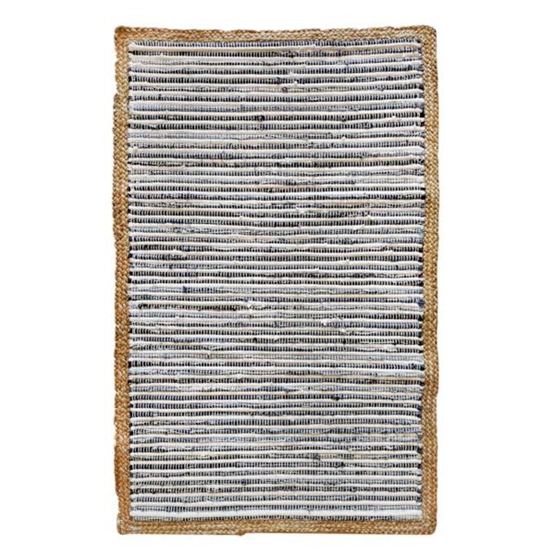 Denim Chindi with Jute Border Accent Rug, 2×4