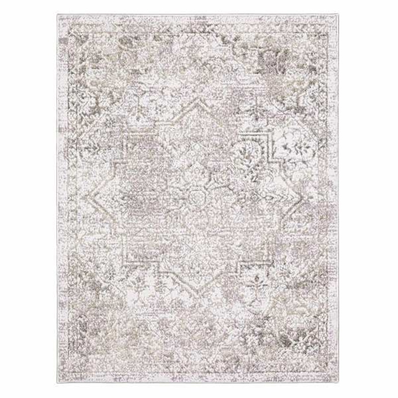 Norman Neutral Medallion Area Rug, 5×7