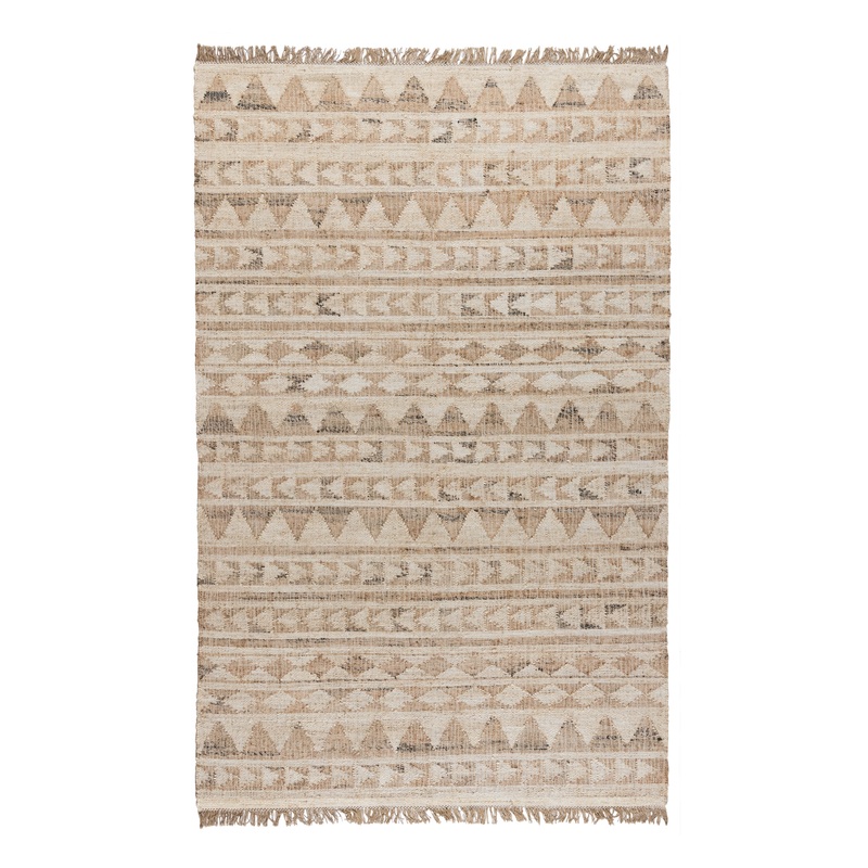 Rancho Tan Geo Stripe Flatweave Jute Area Rug