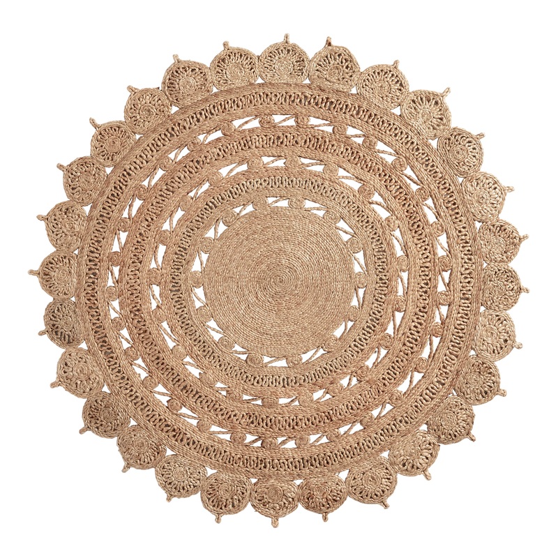 Round Woven Medallion Jute Area Rug